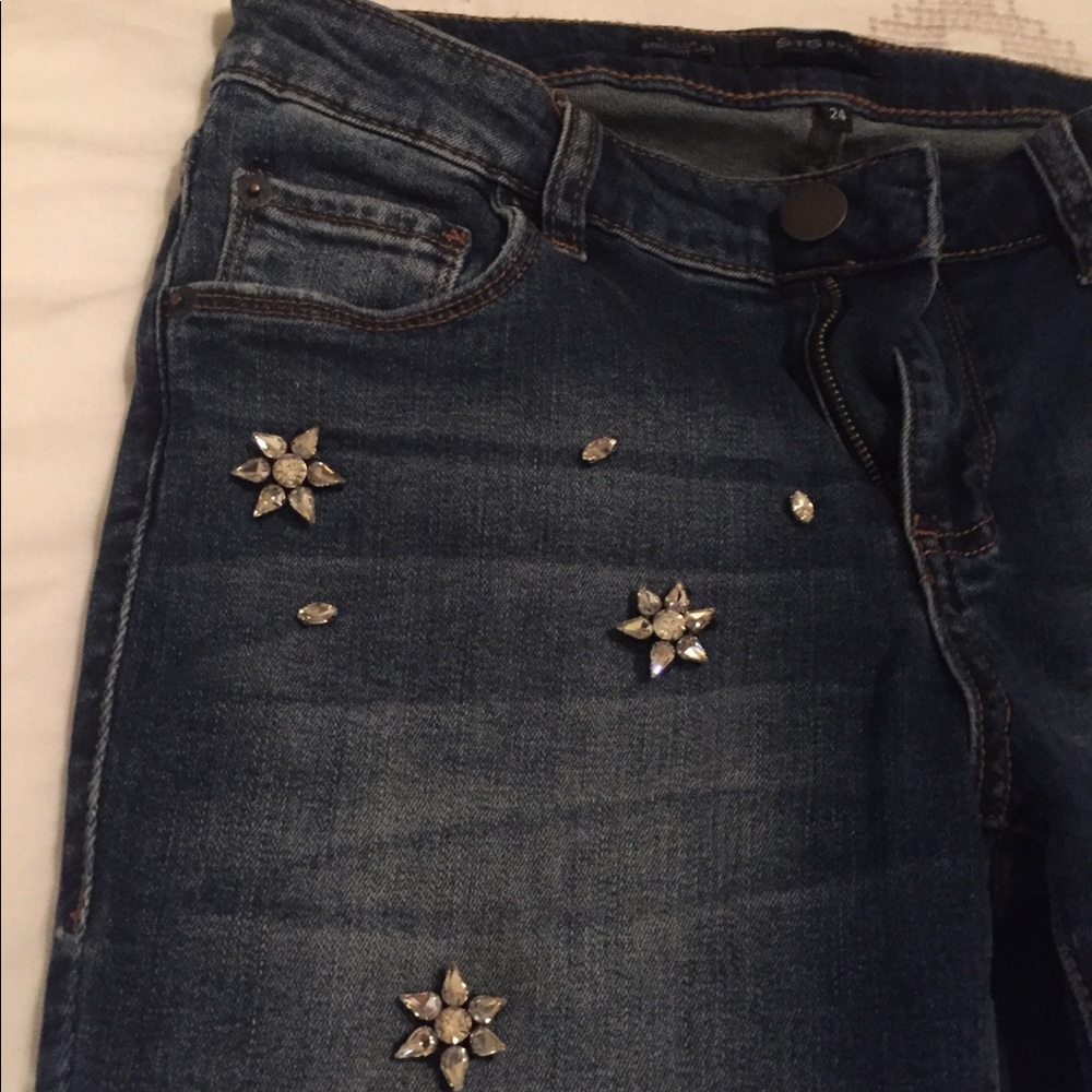 Nordstrom Crystal Embellished Jeans STS Blue